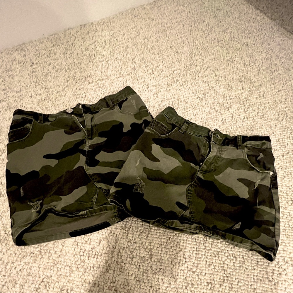 Camo jean mini skirt